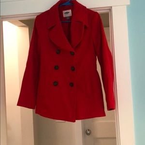 Red Old Navy Pea Coat Size SP